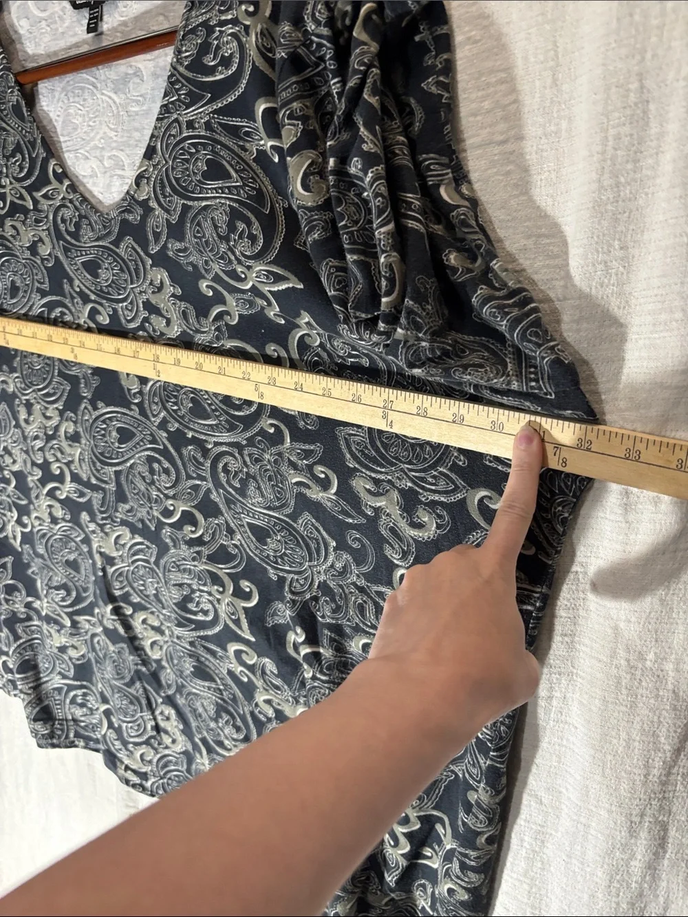Ulla Popken Paisley V Neck 100%Cotton Tunic Top Plus Size 32/34 4X 5X Grey Black